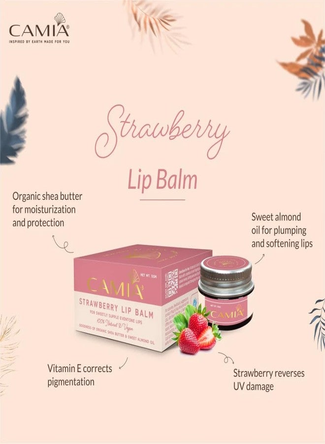 CAMIA - 100% Natural Strawberry Lip Balm for Dry & Chapped Lips |100% Natural & Vegan |Enriched with Almond Oil | Moisturization & Lightning Dark Pigmented Lips| 5 Gm - Image 3